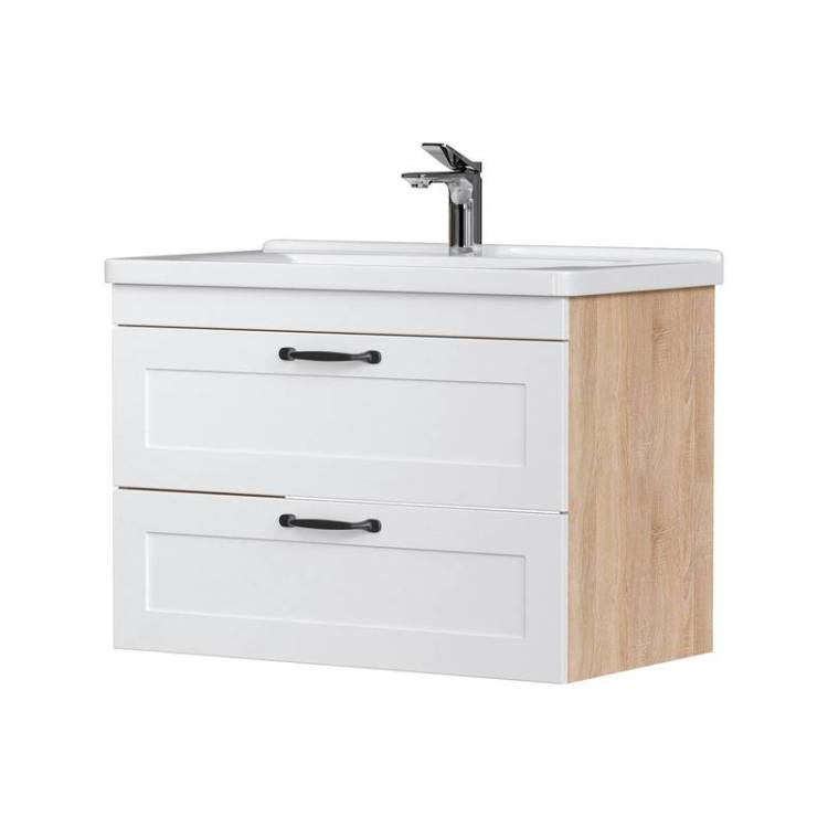 Тумба с раковиной Equil Lago 80 подвесная, белый, дерево