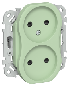 Розетка 2-местная с защитными шторками IEK Flite FI-R23-10-1-K93 фисташковый