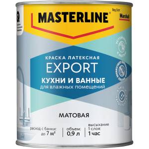 Краска для кухни и ванной латексная Masterline матовая база BW 0.9 л