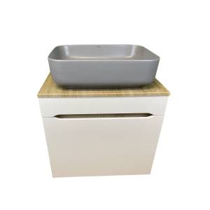Тумба с раковиной Sintesi STL.W7018_SIN-LVB-APP-409GM подвесная, Белый, серый матовый
