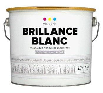 VINCENT BRILLANCE BLANC I 2 краска для потолков и лепнины, ослепительно белая, глубокоматовая (0,8л)