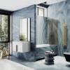 Шторка на ванну MaybahGlass MGV-150-3у стекло бронза матовая, профиль золото, 1400x740 фото 2