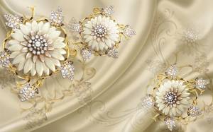 3D Фотообои Artegrafico «Драгоценные цветы на шелке» RH037 акварель