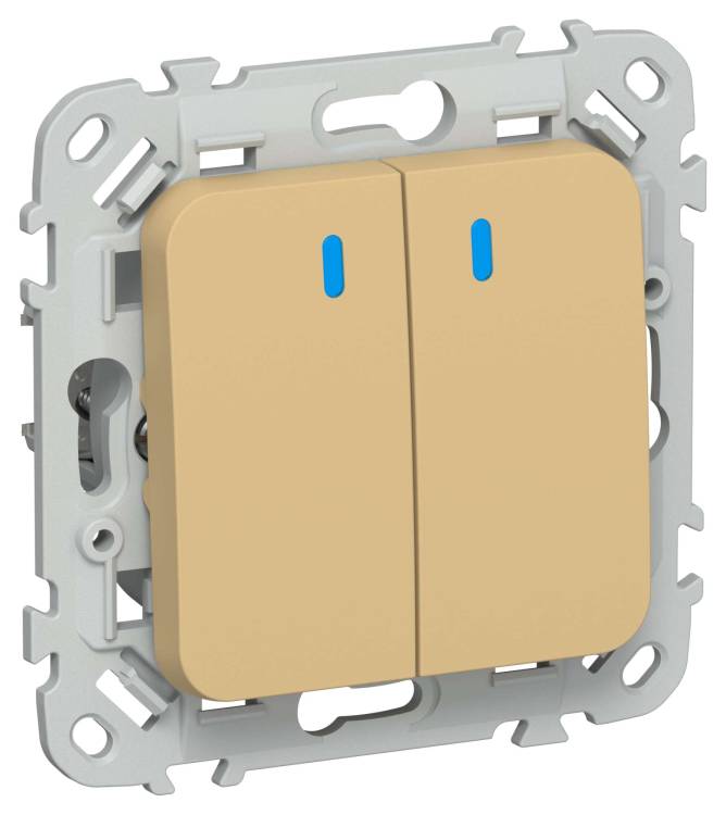 Выключатель 2-клавишный IEK Flite FI-V20-1-10-1-K89 шамуа