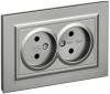 Розетка 2-местная IEK Brite BR-R20-10-K46-F сталь