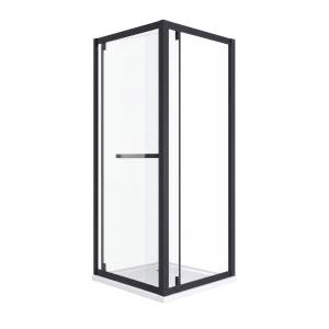 Душевой уголок Vincea Stile VSS-2ST9090CLB-L 900x900, черный, стекло прозрачное, левый