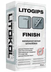 Шпаклевка Litokol Litogips Finish гипсовая финишная серый 15 кг