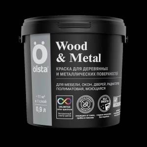 Краска универсальная по дереву и металлу Olsta Wood&Metal полуматовая база А 0.45 л