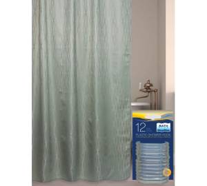 Штора для ванной Bath Plus Radial Line AKJAC1502 с кольцами, 180x200, зеленый