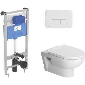 Комплект Унитаз Duravit DuraStyle 45620900A1 безободковый + Инсталляция Ideal Standard ProSys 120P R027767 + Кнопка Oleas R0124AA хром
