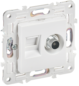 ТВ-розетка+Ethernet RJ45 IEK Skandy SK-AK20-1-K01 арктический белый