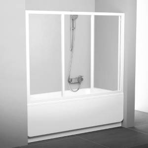 Шторка на ванну Ravak Supernova AVDP3-160 Transparent, профиль белый
