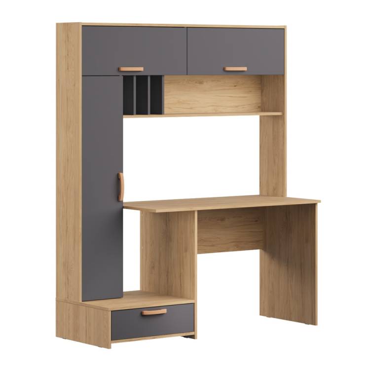 Стол письменный Моби Лайт 03.243 Н Гикори Рокфорд Натуральный KO86 PW, Темно - серый U2601