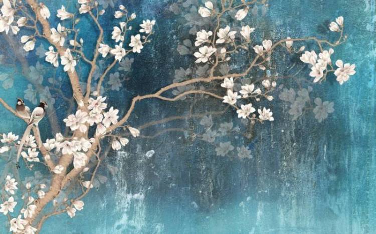 3D Фотообои Artegrafico «Птицы в цветущей магнолии» DV-004 акварель