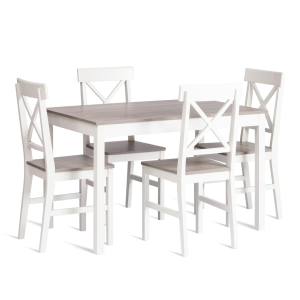 Набор обеденный Tetchair Хадсон 21336 white (белый)/grey (серый)