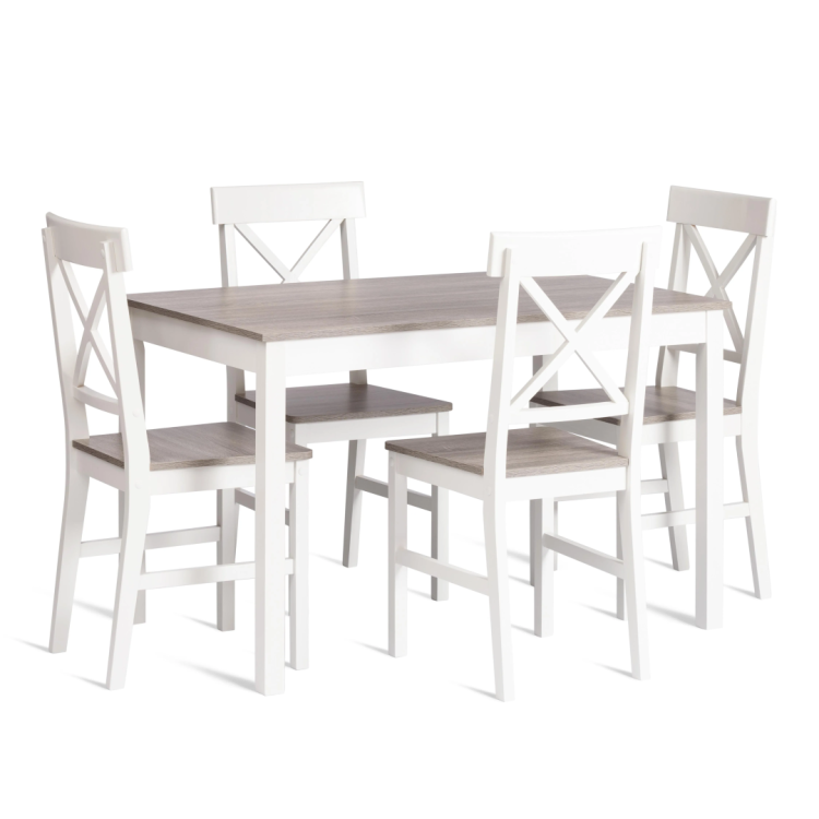 Набор обеденный Tetchair Хадсон 21336 white (белый)/grey (серый)
