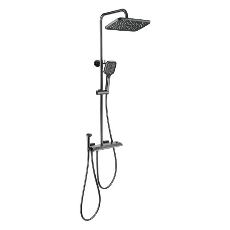 Душевая стойка Wonzon & Woghand WW-B4132-A-BGG темный графит, с термостатом