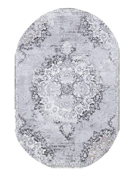 Ковер Safyun Dokuma Merry MR 156 GREY Овал 1.5x2.3