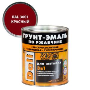 Грунт-эмаль по ржавчине 3 в 1 гладкая алкидная Dali RAL 3001 красный 2 л