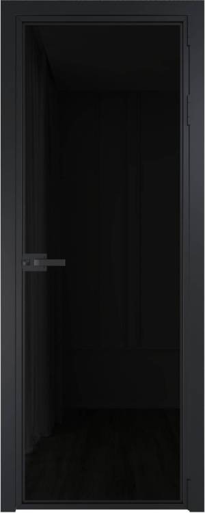 Межкомнатная дверь Profil Doors 1 AX цвет профиля Черный, стекло безопасное 6 мм черный триплекс 700x2000
