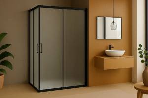 Душевой уголок Royal Bath HPD RB7095HPD-C-BL профиль черный, стекло матовое, 95x70x200