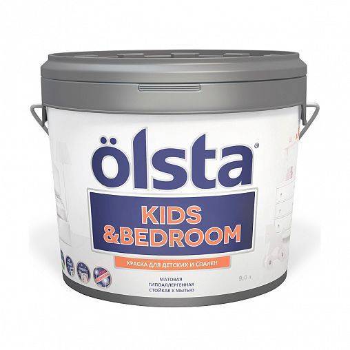 Краска интерьерная для детских и спален Olsta Kids&Bedroom база C бесцветная 0.9л