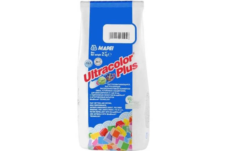 Затирка Mapei Ultracolor Plus с водоотталкивающим и антигрибковым эффектом 138 Миндаль 2кг