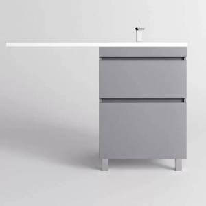 Тумба с раковиной Style Line Даллас Леон 120 напольная, правая Люкс серая, Plus