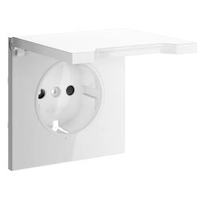 Лицевая панель для розетки с заземлением, шторками и крышкой Voltum S70 VLS000801 белый