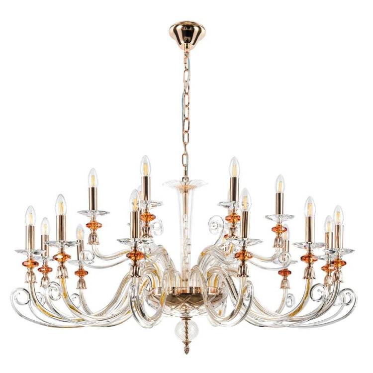 Люстра Crystal Lux Catarina Sp12+6 V2 Gold/Transparent-Cognac