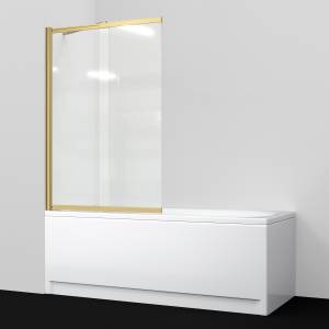 Шторка на ванну Wasserkraft Schunter (Шунтер) 82S02-100WS Fixed профиль матовое золото, стекло прозрачное, 100x140
