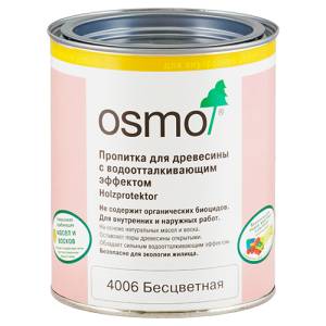 Пропитка для древесины с водоотталкивающим эффектом (без биоцидов) Osmo Holzprotektor 4006 бесцветная 0.22 л