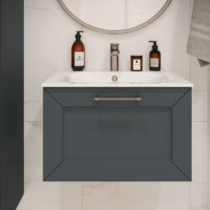 Тумба с раковиной Terminus Victoria VIC10601703101O серый шёлк, 60x38