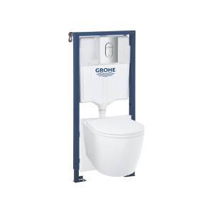 Унитаз с инсталляцией Grohe Rapid SL 103849SH00 безободковый, с сиденьем микролифт, белый, кнопка хром