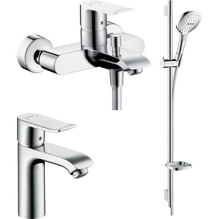 Душевой комплект Hansgrohe Metris 31080000 + 31480000 + Душевой гарнитур Raindance Select E 120 26621400