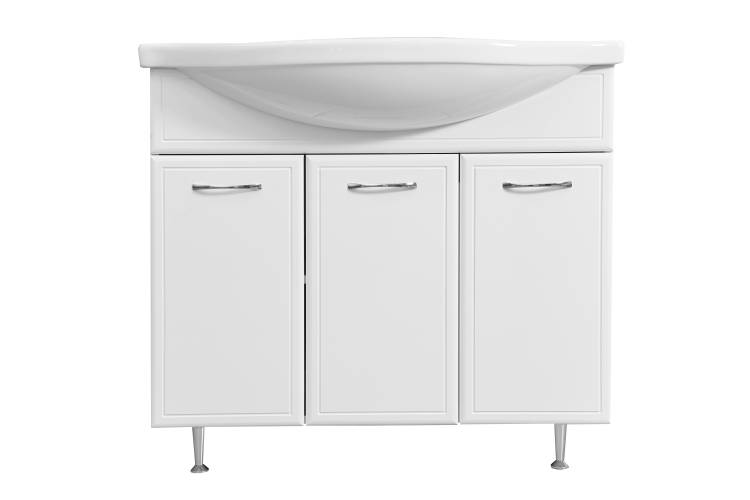 Тумба с раковиной Stella Polar Концепт 90 SP-00000134 с корзиной для белья, белый, раковина Эльбрус 90