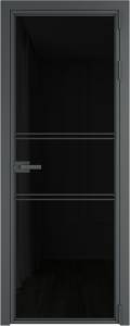 Межкомнатная дверь Profil Doors 2 AX цвет профиля Серая ночь, стекло безопасное 6 мм черный триплекс 800x2000