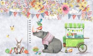 3D Фотообои Artegrafico «Акварельный носорог» KID008 песок