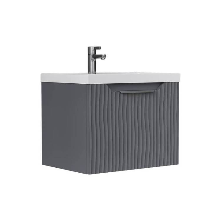 Тумба с раковиной Equil Mirage 60 подвесная, графит софт