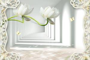 3D Фотообои Artegrafico «Тоннель с лотосами» GM-028 песок