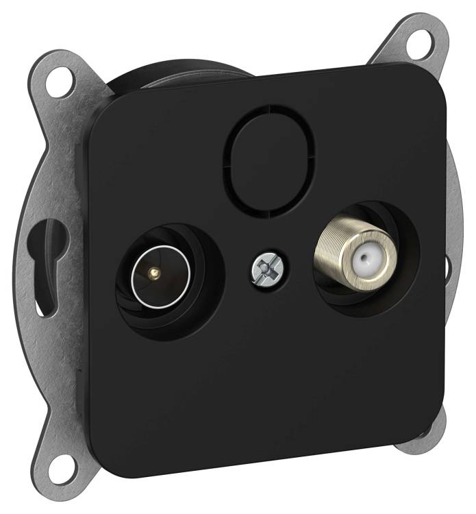 ТВ-розетка TV+SAT проходная IEK Flite FI-AF23-P-K02 черный