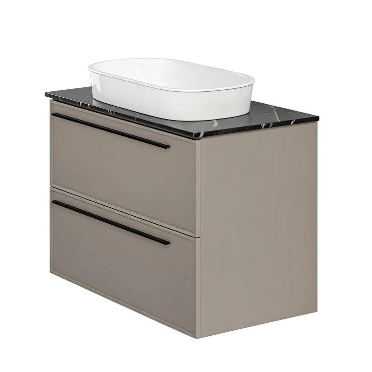 Тумба с раковиной La Fenice Elba Twin Cappuccino NFNC-01-ELB-C-90-2-3-M-GB бежевая матовая, 90 см