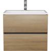Тумба с раковиной Uperwood Barsa 2930205645 подвесная, черная, дуб сонома, 60 см