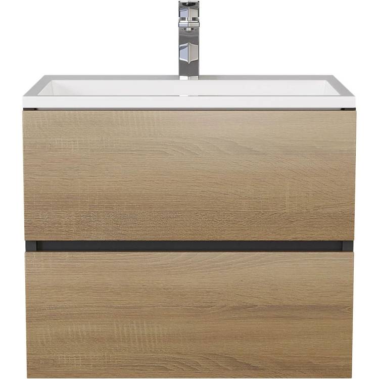 Тумба с раковиной Uperwood Barsa 2930205645 подвесная, черная, дуб сонома, 60 см