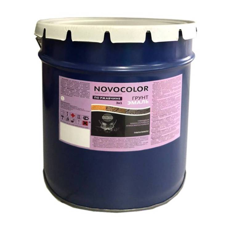 Грунт-эмаль Novocolor 3 в 1 глянцевая черная 20 кг