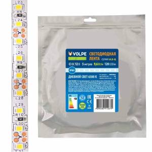 Светодиодная влагозащищенная лента Volpe ULS-Q333 2835-120LED/m-8mm-IP65-DC12V-9,6W/m-5M-6500K