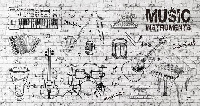 3D Фотообои Artegrafico «Лофт музыка» LOFT-006 песок