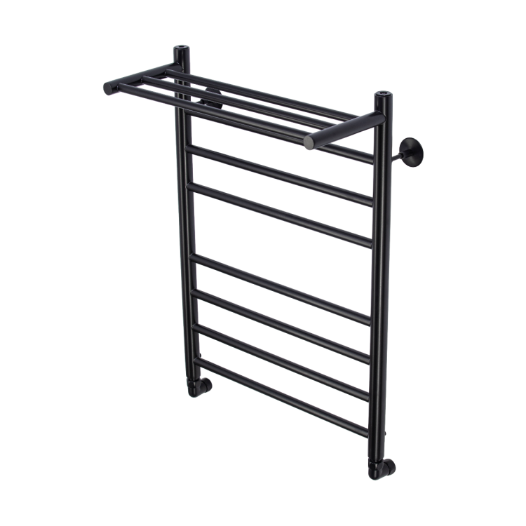 Полотенцесушитель водяной Comfysan Luce 015497 W-8 80/50 с полкой, черный матовый