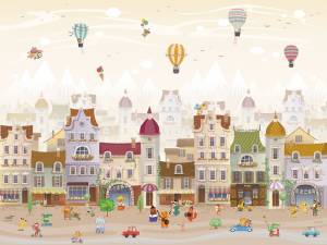 Бесшовные Eco обои Ortograf Little friends 34346 Счастливый городок Ворс+ ОЕ+