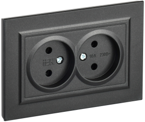 Розетка 2-местная IEK Brite BR-R20-10-K02-F черный